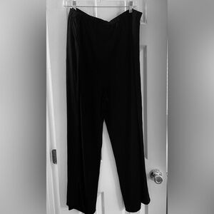 Eileen Fisher black pull on side slit pants